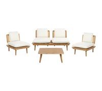 Garden Lounge Set with Table 4 Seater ACCADIA Certified Acacia Wood Light Beige