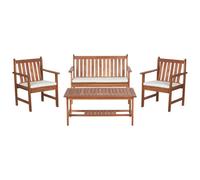 Beliani Garden Lounge Set With Table 4 Seater Altidona Acacia Wood Off-White