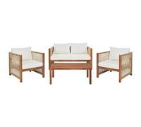 Garden Lounge Set with Table 4 Seater ANTRIA Acacia Wood Beige