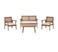 Garden Lounge Set with Table 4 Seater ARENELLA Light Beige Certified Acacia Wood