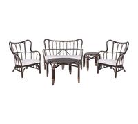 Beliani Garden Lounge Set With Table 4 Seater Brindisi Rattan Dark Brown
