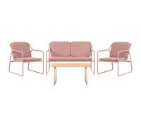 Beliani Garden Lounge Set With Table 4 Seater Calascio Metal Brown