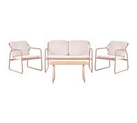Beliani Garden Lounge Set With Table 4 Seater Calascio Metal Light Beige