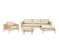Garden Lounge Set with Table 4 Seater CALASETTA Left Hand Beige PE Rattan