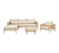 Garden Lounge Set with Table 4 Seater CALASETTA Right Hand Beige PE Rattan