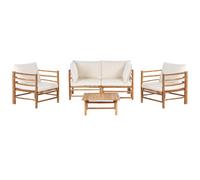 Beliani Garden Lounge Set With Table 4 Seater Cerreto Off-White Bamboo