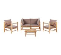 Beliani Garden Lounge Set With Table 4 Seater Cerreto Taupe Bamboo