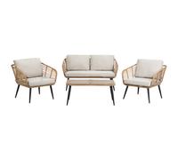 Beliani Garden Lounge Set With Table 4 Seater Corinth Ii Pe Rattan Natural