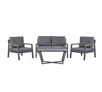 Beliani Garden Lounge Set With Table 4 Seater Delia Metal Grey