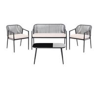 Beliani Garden Lounge Set With Table 4 Seater Flero Pe Rattan Black