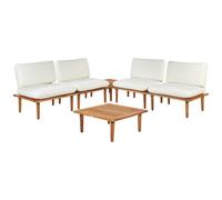 Beliani Garden Lounge Set With Table 4 Seater Frascati Off-White Certified Acacia Wood Modular