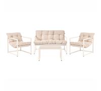 Beliani Garden Lounge Set With Table 4 Seater Garda Beige Metal
