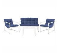 Garden Lounge Set with Table 4 Seater GARDA Metal Blue