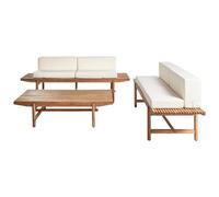 Beliani Garden Lounge Set With Table 4 Seater Giaveno Acacia Wood Off-White