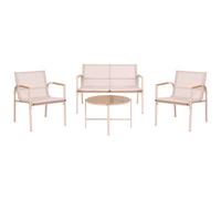 Beliani Garden Lounge Set With Table 4 Seater Ledro Metal Beige