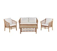 Beliani Garden Lounge Set With Table 4 Seater Maggiore Bamboo Light Brown