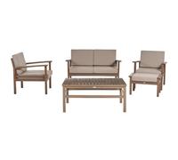 Beliani Garden Lounge Set With Table 4 Seater Manila Dark Brown Acacia Wood