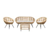 Beliani Garden Lounge Set With Table 4 Seater Maratea/cesenatico Natural Rattan