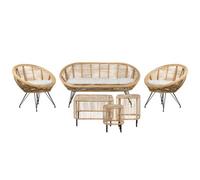 Garden Lounge Set with Table 4 Seater MARATEA/CESENATICO Natural Rattan