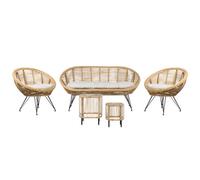 Beliani Garden Lounge Set With Table 4 Seater Maratea/cesenatico Natural Rattan