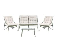 Garden Lounge Set with Table 4 Seater MOLVENO Metal Beige/ Green