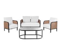 Beliani Garden Lounge Set With Table 4 Seater Montefalco White Metal
