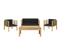 Garden Lounge Set with Table 4 Seater PACIFIC Acacia Wood Black