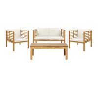 Beliani Garden Lounge Set With Table 4 Seater Pacific Acacia Wood Off-White