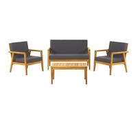 Beliani Garden Lounge Set With Table 4 Seater Pallano Acacia Wood Dark Grey, Grey