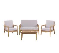 Beliani Garden Lounge Set With Table 4 Seater Pallano Taupe Acacia Wood