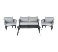 Garden Lounge Set with Table 4 Seater PREVEZA PE Rattan Grey