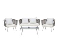 Garden Lounge Set with Table 4 Seater RAGUSA PE Rattan Off-White