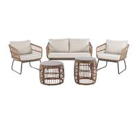 Beliani Garden Lounge Set With Table 4 Seater Ravello Pe Rattan Natural