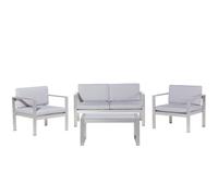 Beliani Garden Lounge Set With Table 4 Seater Salerno Metal Light Grey