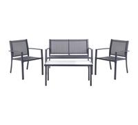 Garden Lounge Set with Table 4 Seater TAVOLETO Metal Dark Grey