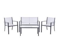 Beliani Garden Lounge Set With Table 4 Seater Tavoleto Grey Metal