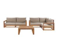 Beliani Garden Lounge Set With Table 4 Seater Timor Light Brown Certified Acacia Wood Modular