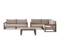 Beliani Garden Lounge Set With Table 4 Seater Timor Modular Certified Acacia Wood Dark Brown