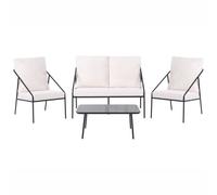 Beliani Garden Lounge Set With Table 4 Seater Ustica Metal Black
