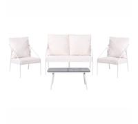 Garden Lounge Set with Table 4 Seater USTICA Metal White