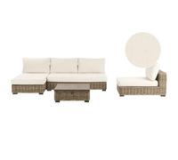 Beliani Garden Lounge Set With Table 4 Seater Varallo Modular Rattan Grey Right Hand