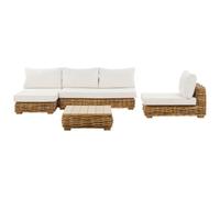 Beliani Garden Lounge Set With Table 4 Seater Varallo Right Hand Modular Rattan Natural