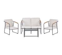 Beliani Garden Lounge Set With Table 4 Seater Vezzana Light Beige Metal