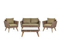 Beliani Garden Lounge Set With Table 4 Seater Vittoria Olive Green Pe Rattan