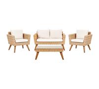 Garden Lounge Set with Table 4 Seater VITTORIA PE Rattan Off-White
