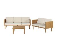 Beliani Garden Lounge Set With Table 5 Seater Baratti Acacia Wood Brown