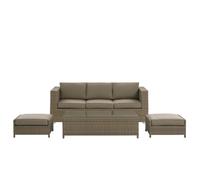 Beliani Garden Lounge Set With Table 5 Seater Belluno Pe Rattan Brown