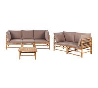 Beliani Garden Lounge Set With Table 5 Seater Cerreto Bamboo Wood Taupe