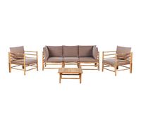 Garden Lounge Set with Table 5 Seater CERRETO Bamboo Wood Taupe