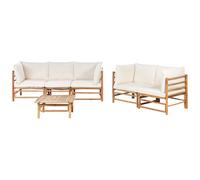 Beliani Garden Lounge Set With Table 5 Seater Cerreto Off-White Bamboo